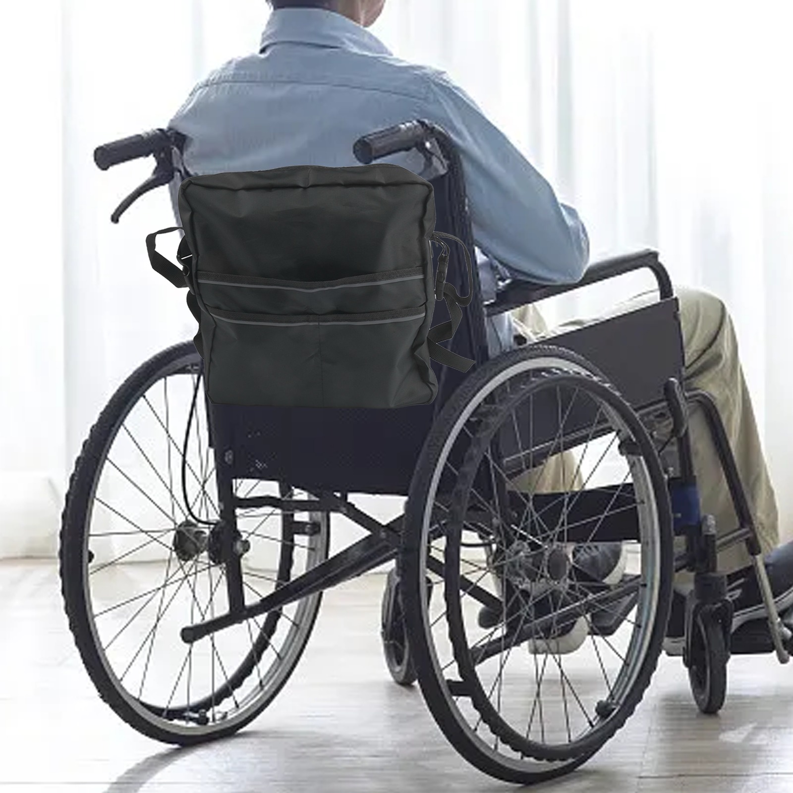 Bolsa trasera negra para asien - Outdoor Power Wheelchair reseña y precio
